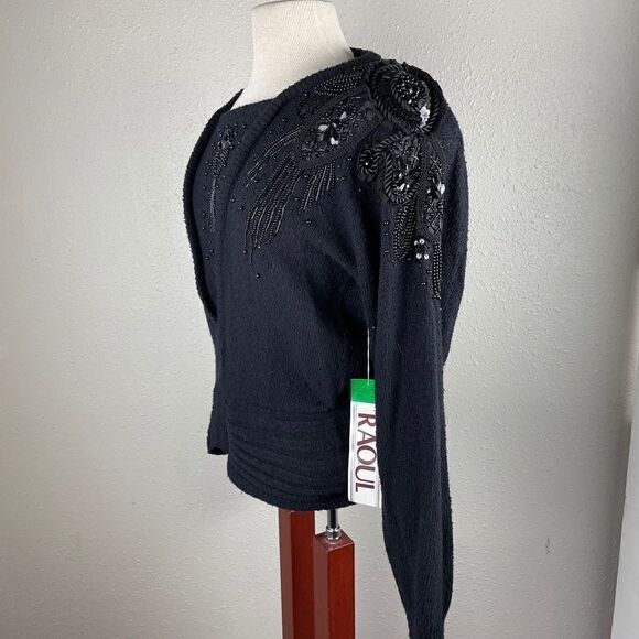 NWT Raoul Black Handed Embroidered Sweater Top - Picture 3 of 8